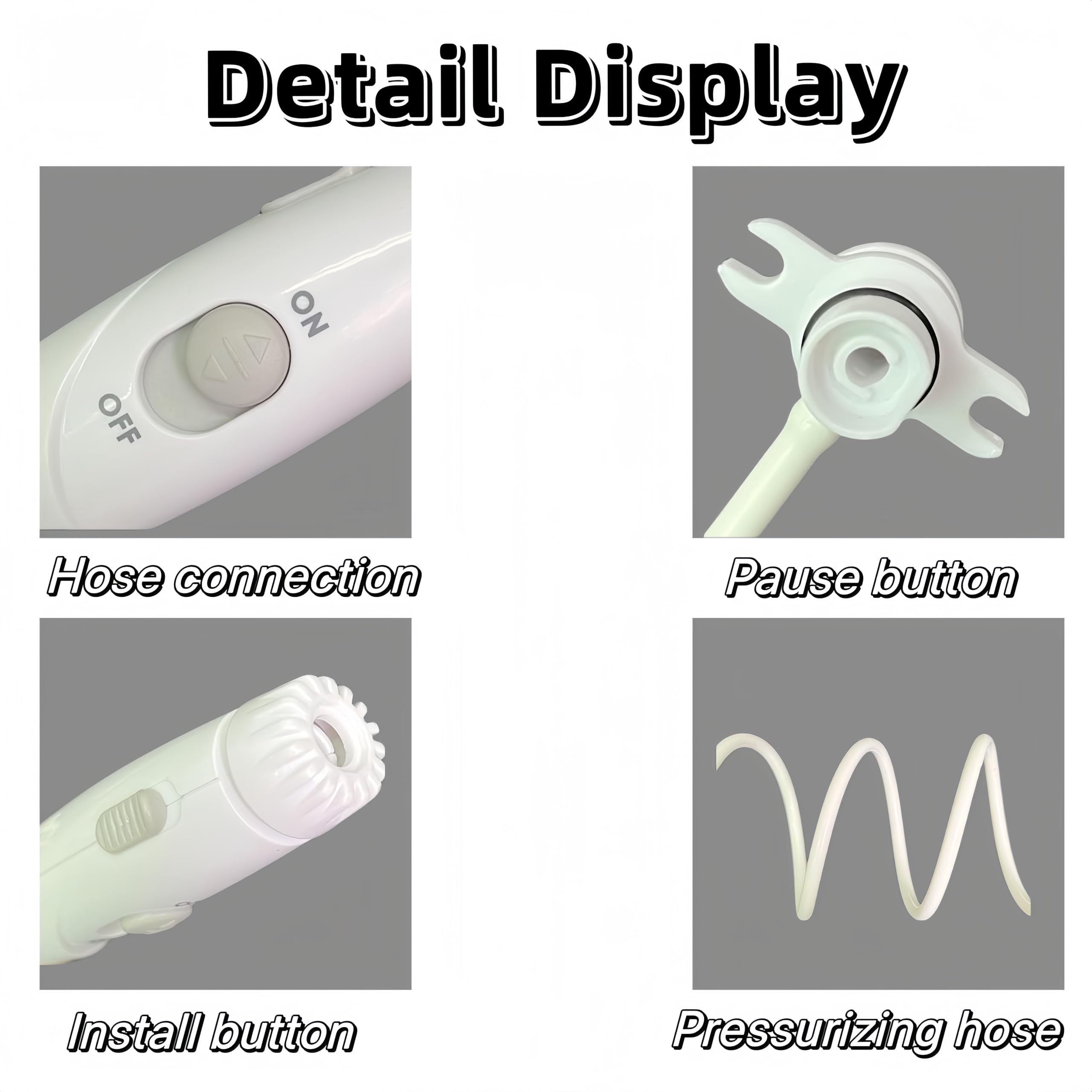 Close-up of durable PE material hose and handle