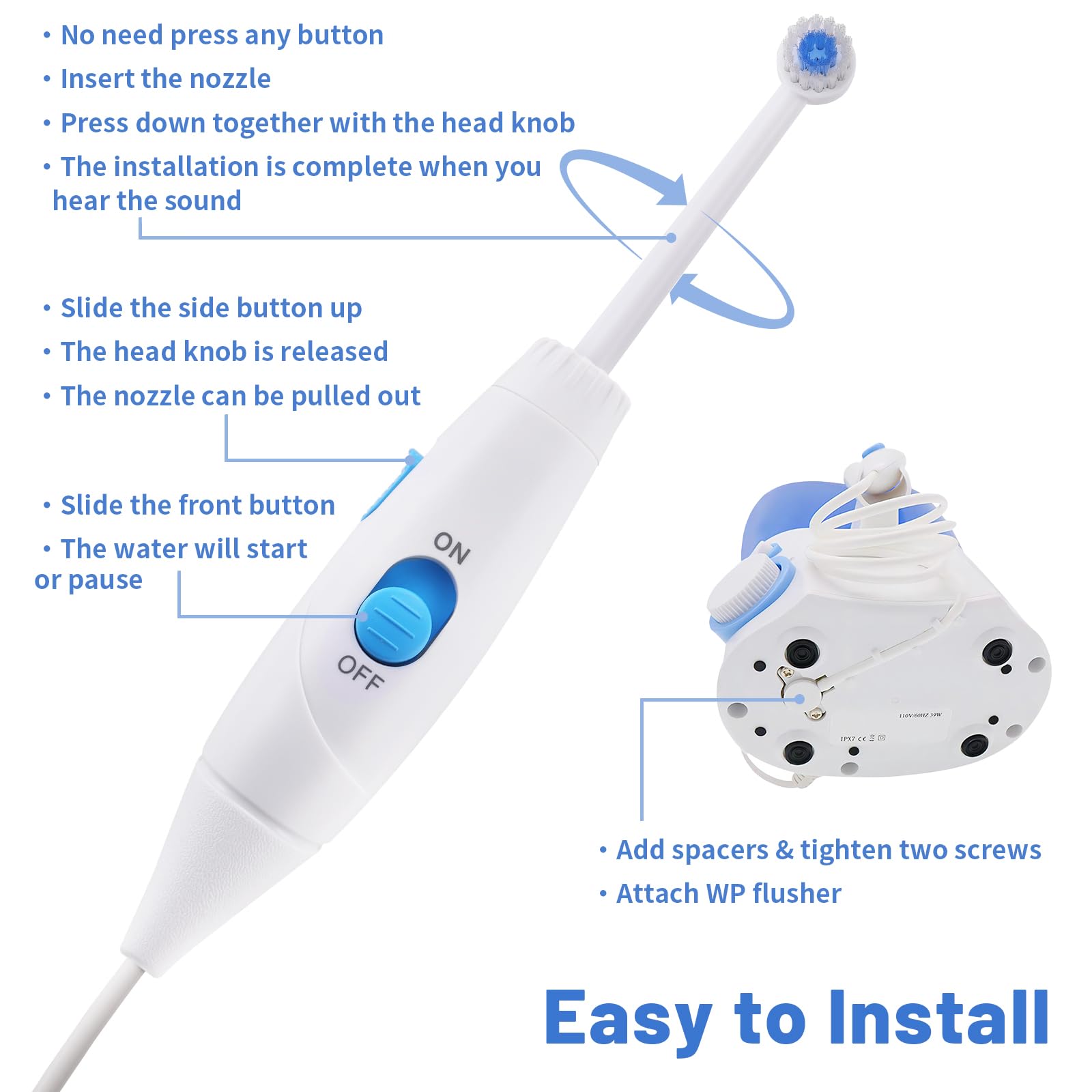 Complete Waterpik replacement parts kit: hose, gasket and screws