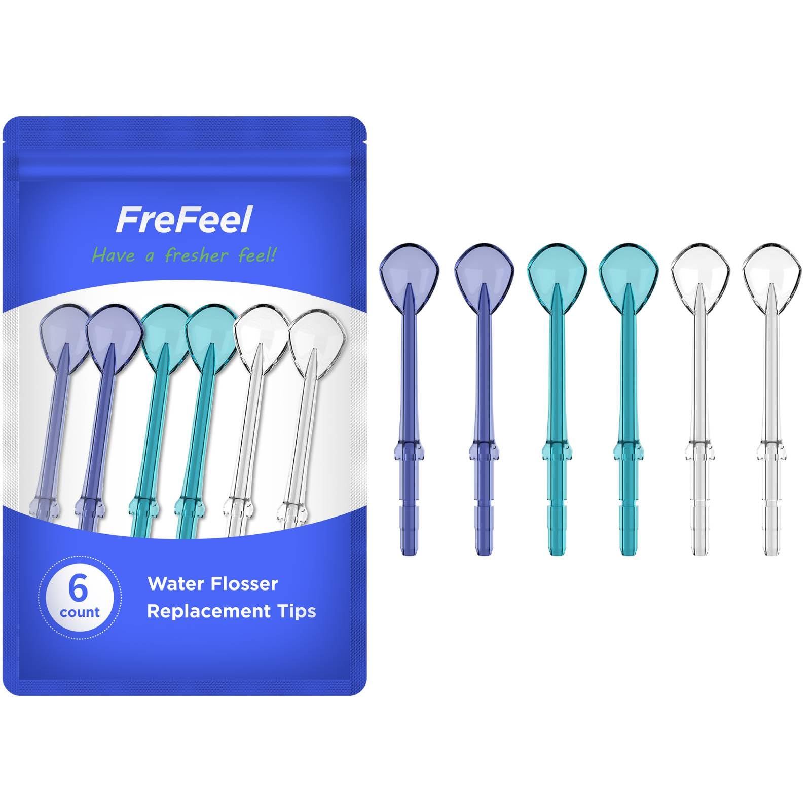 Waterpik replacement head set with 6 tongue cleaner tips