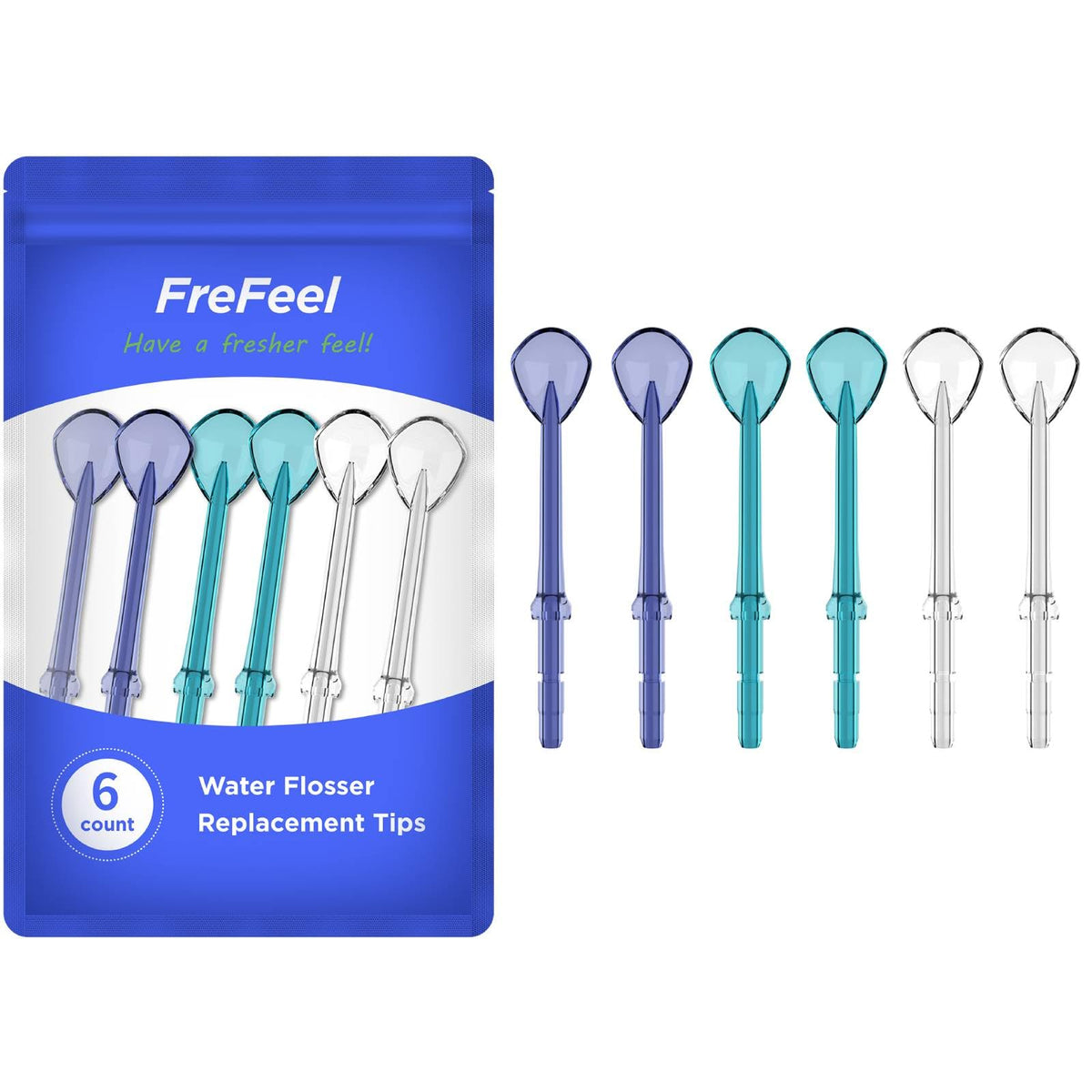 Waterpik replacement head set with 6 tongue cleaner tips