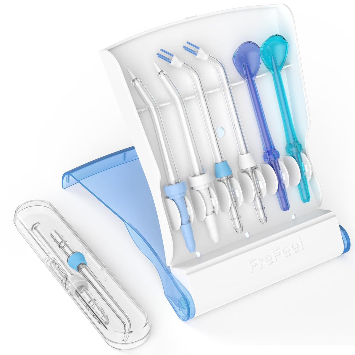 8-tip Waterpik replacement heads combo with storage and travel cases