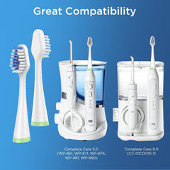 High-low bristle Waterpik brush heads for Complete Care 9.0/5.0 – 4-pack White