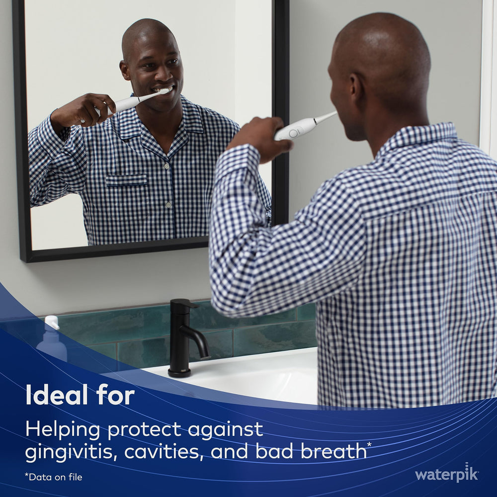 Close-up of Waterpik Sensonic brush head with Contour bristles
