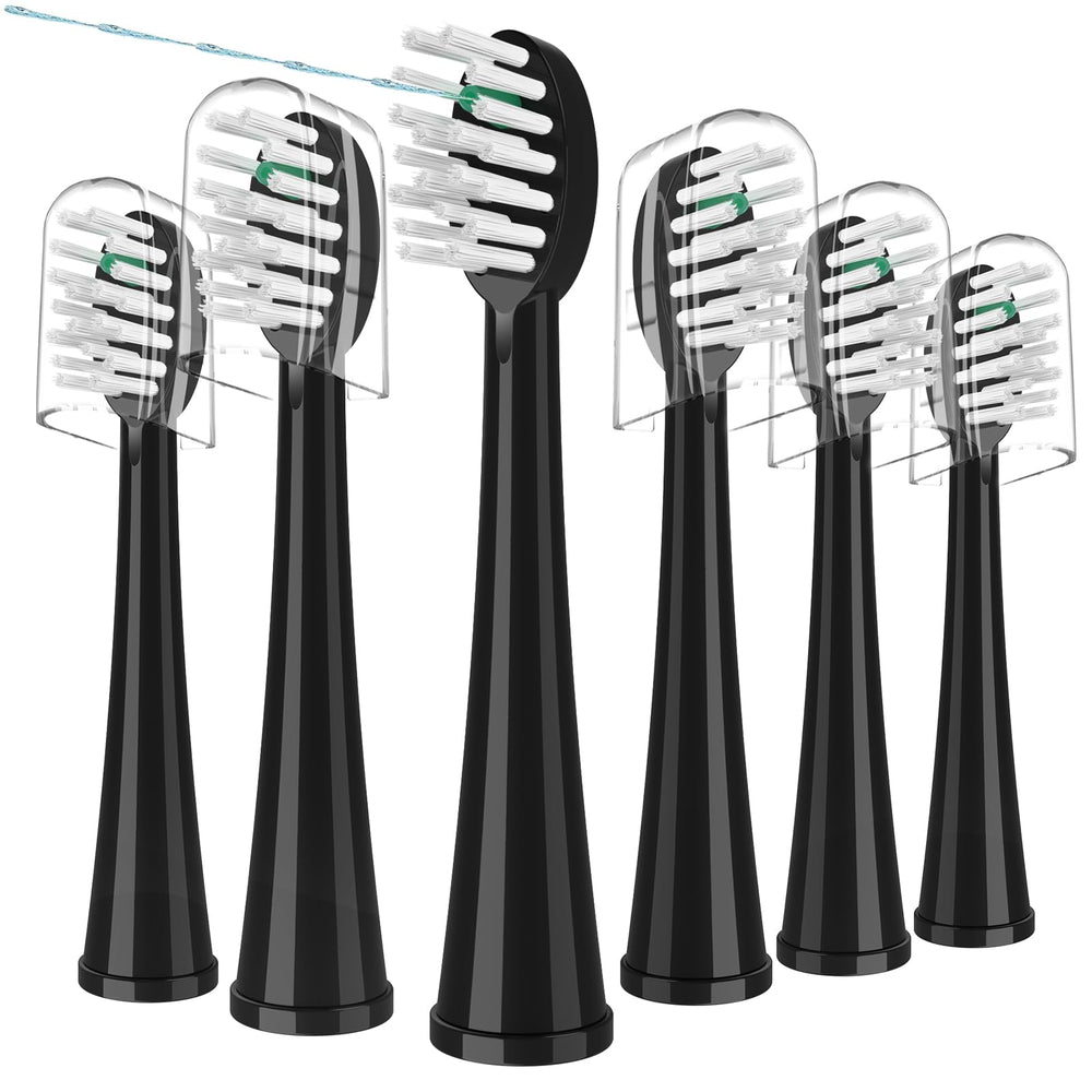 WaterPik Sonic-Fusion replacement brush heads set SF-01 to SF-04, 6-count, black with covers