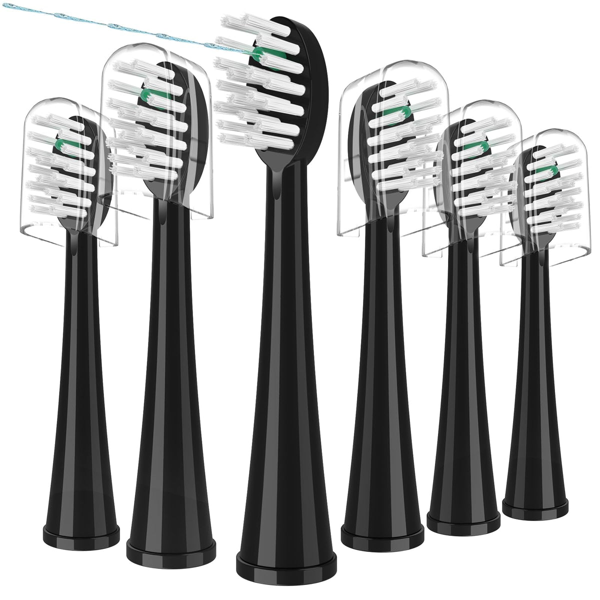 WaterPik Sonic-Fusion replacement brush heads set SF-01 to SF-04, 6-count, black with covers