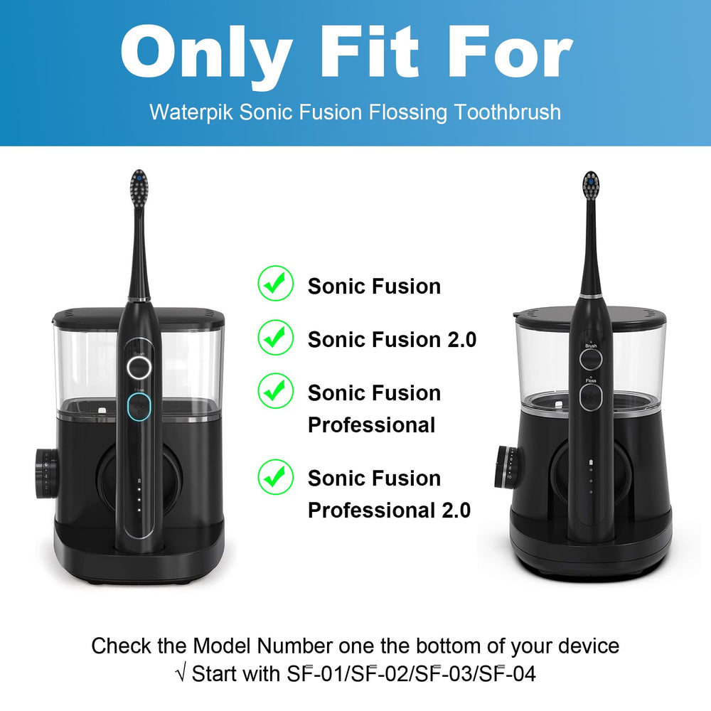 Close-up of replacement brush heads with DuPont bristles for WaterPik Sonic-Fusion