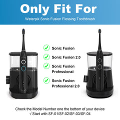 Close-up of replacement brush heads with DuPont bristles for WaterPik Sonic-Fusion