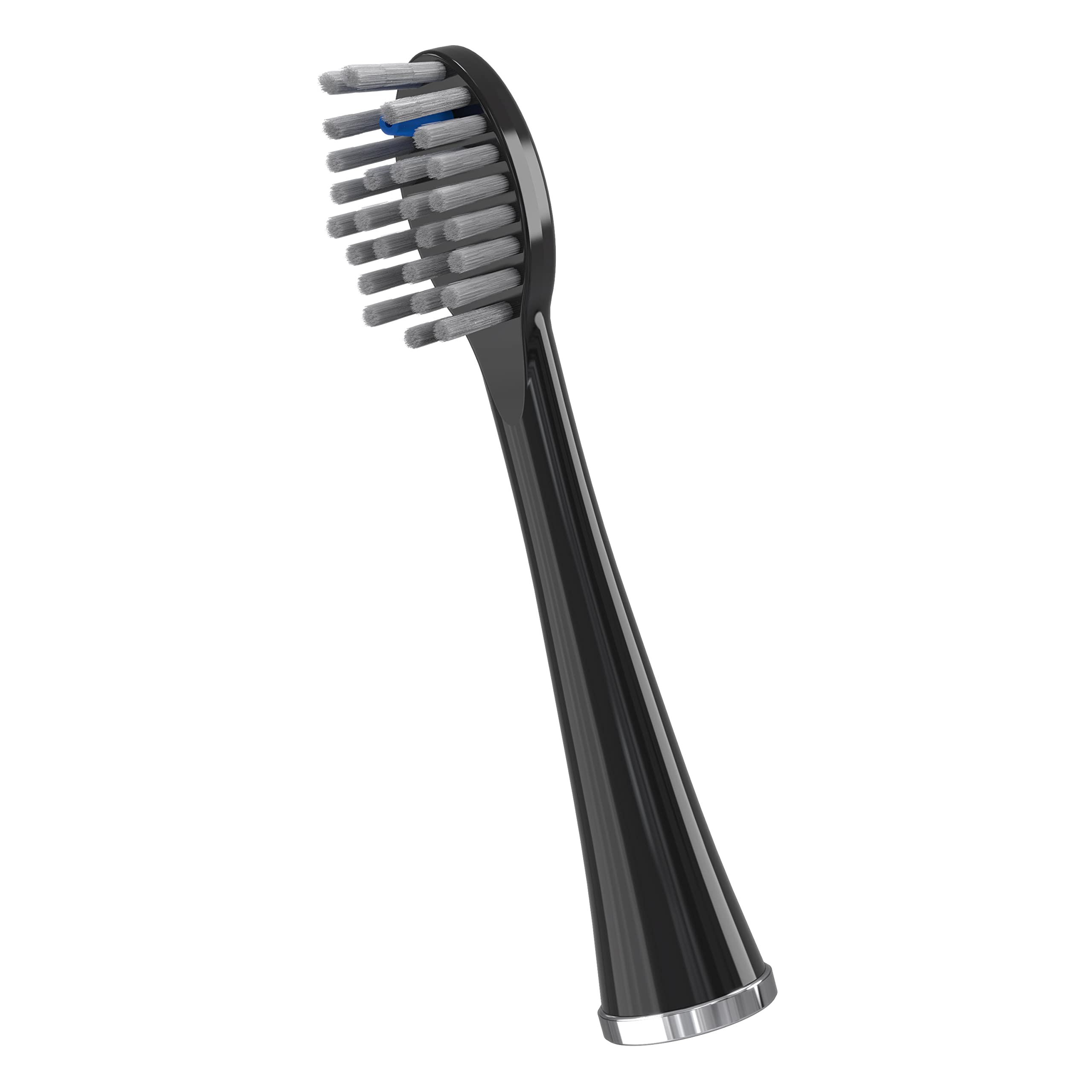 Two black full-size replacement brush heads with color rings