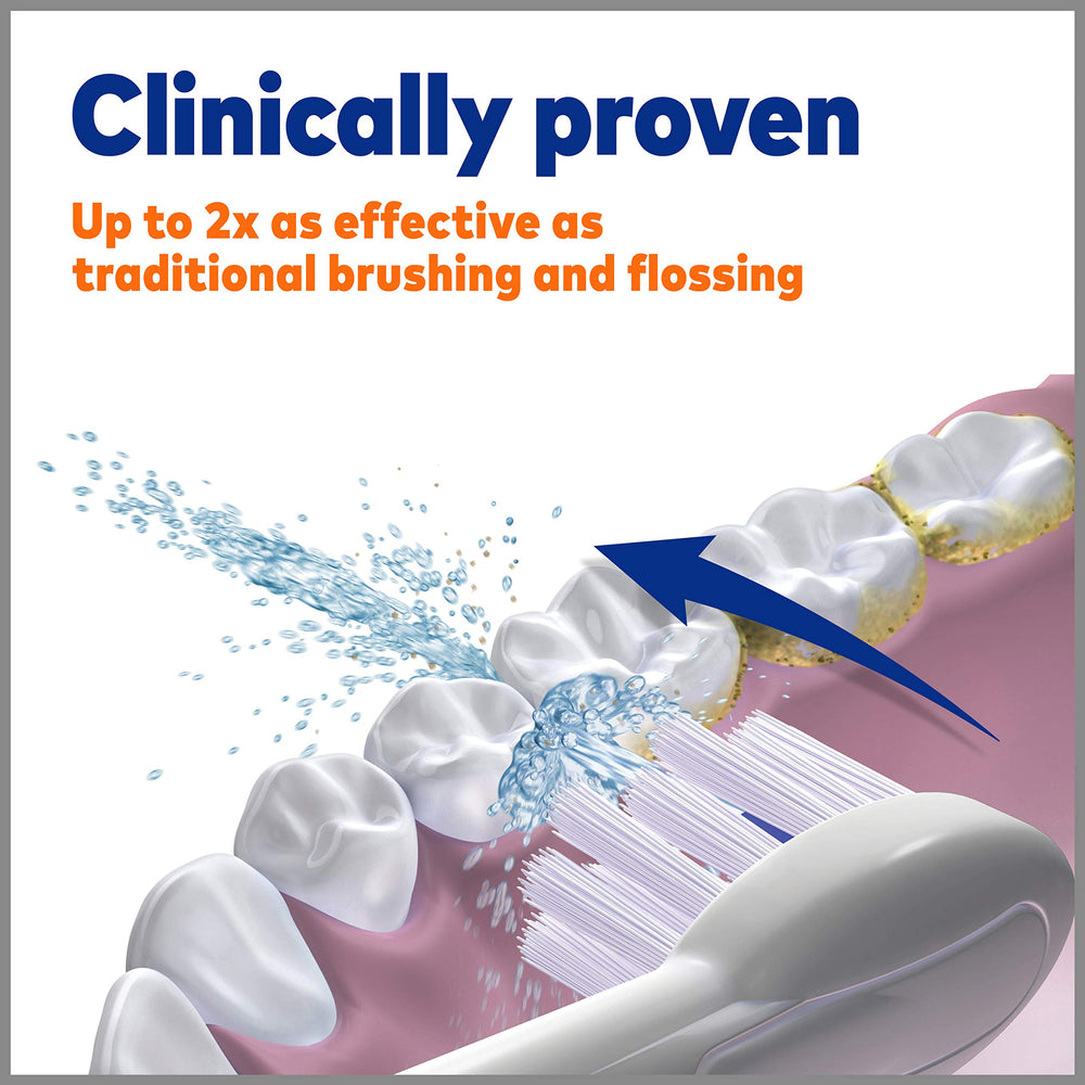 Includes two brush heads and protective covers in packaging