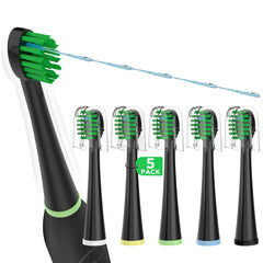 Five black Waterpik Sonic Fusion replacement toothbrush heads with crystal covers for SF-01 to SF-04