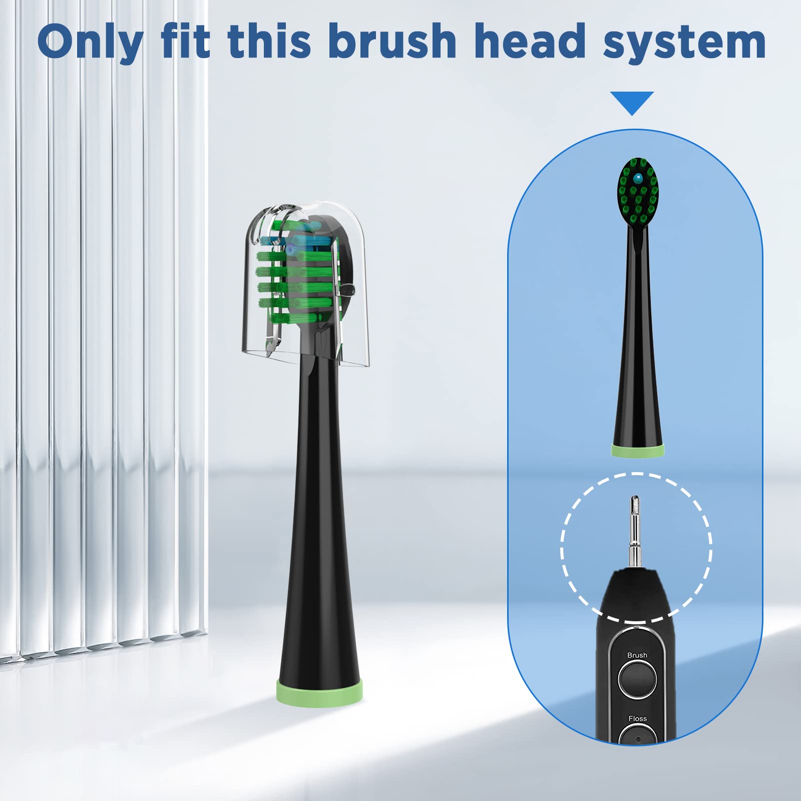 Close-up of end-rounded bristles on Waterpik Sonic Fusion replacement head