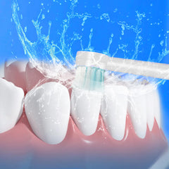 Six brush head tips in use with Waterpik flosser