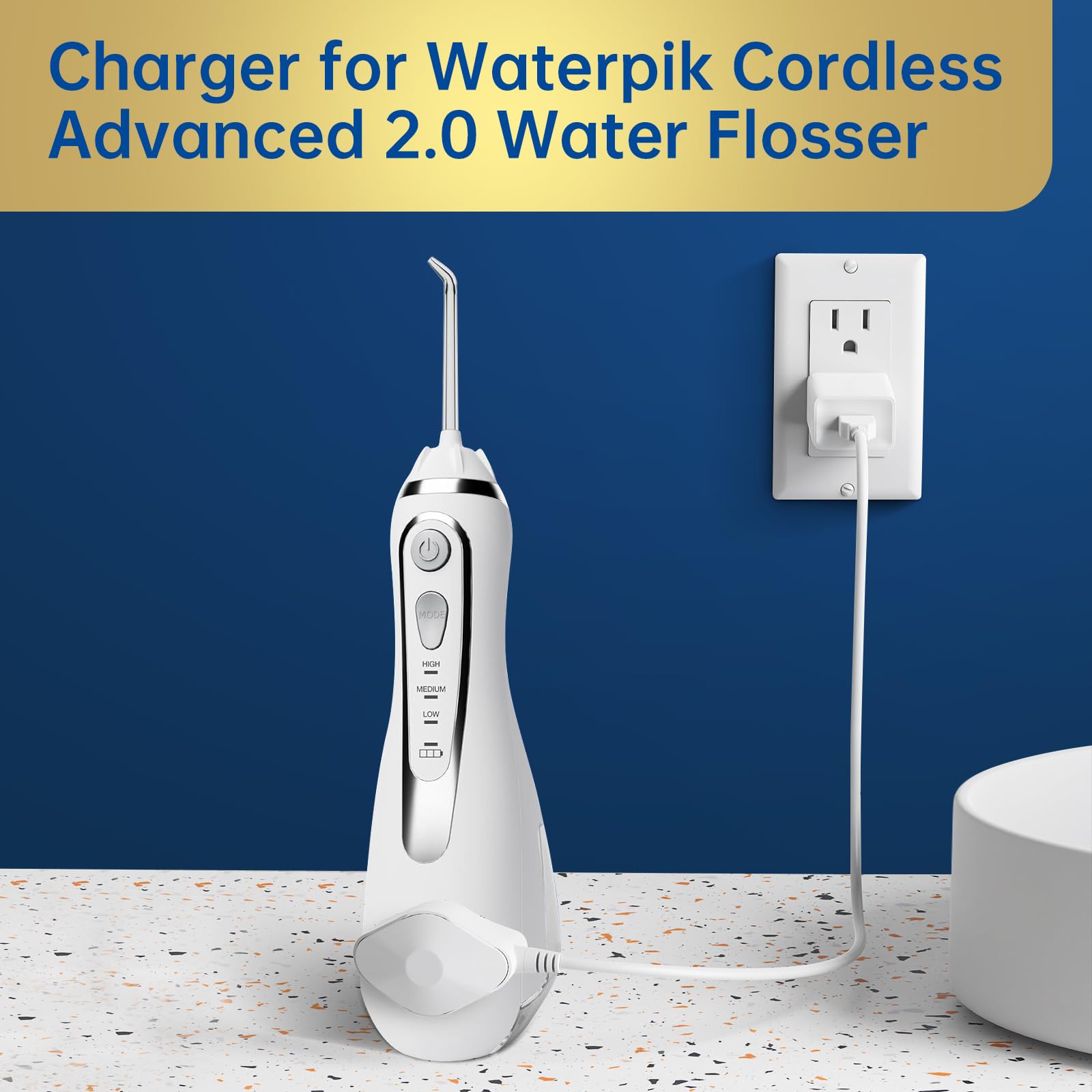 Waterpik cordless flosser charger with 5ft power cord