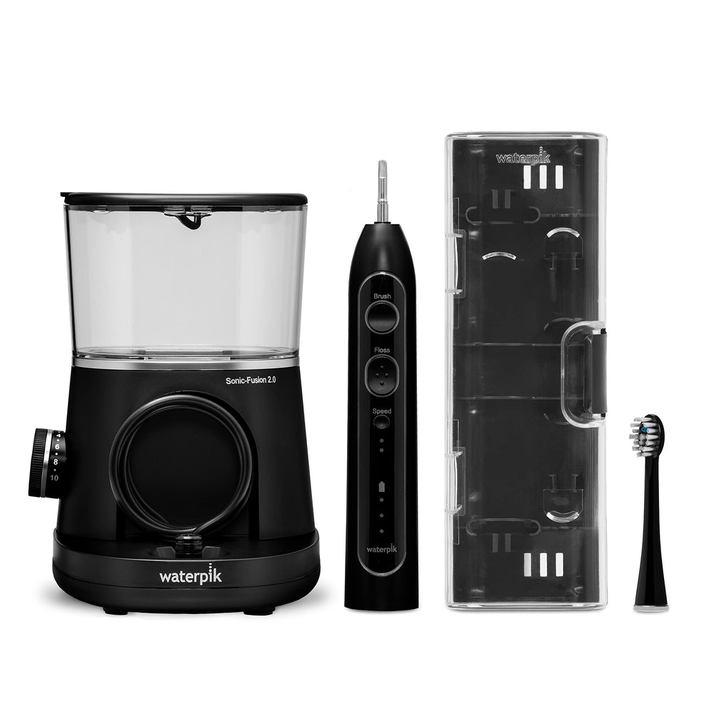 Front view of Waterpik Sonic-Fusion 2.0 in black