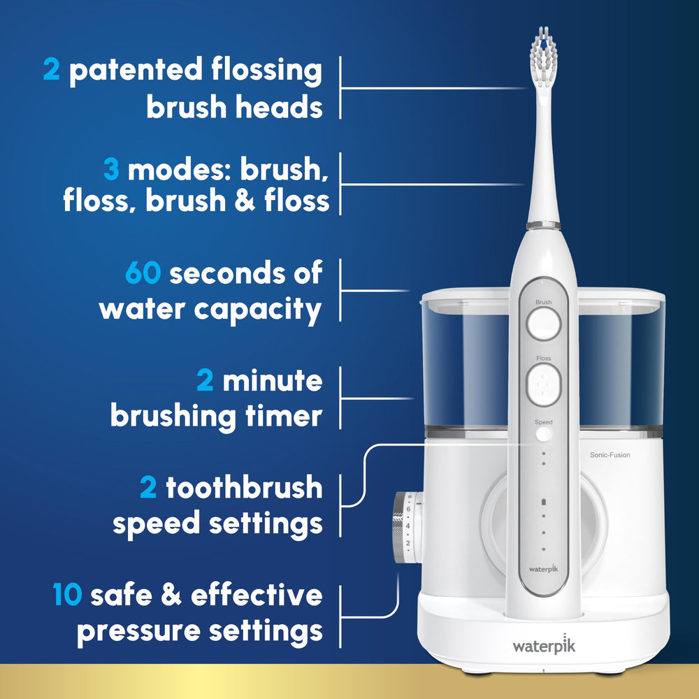 Waterpik Sonic-Fusion 2.0 professional flossing toothbrush white SF04 side view