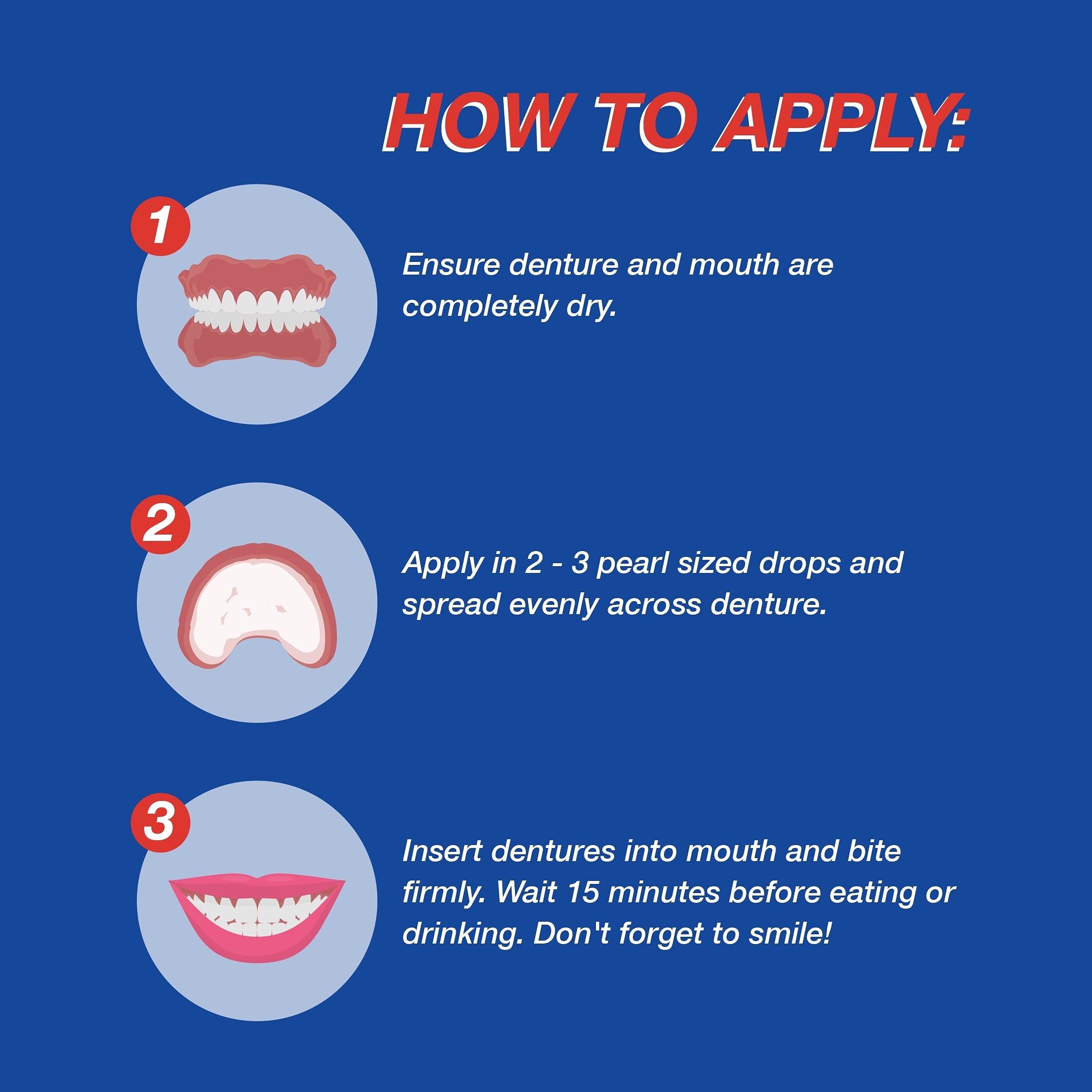 Waterproof denture adhesive in action