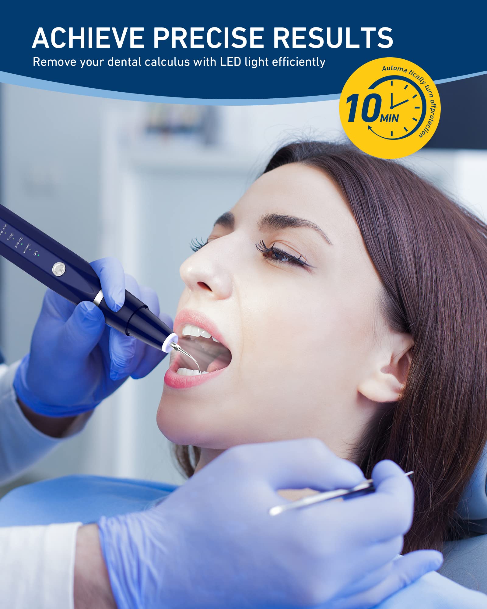 Waterproof design of the teeth calculus remover being rinsed
