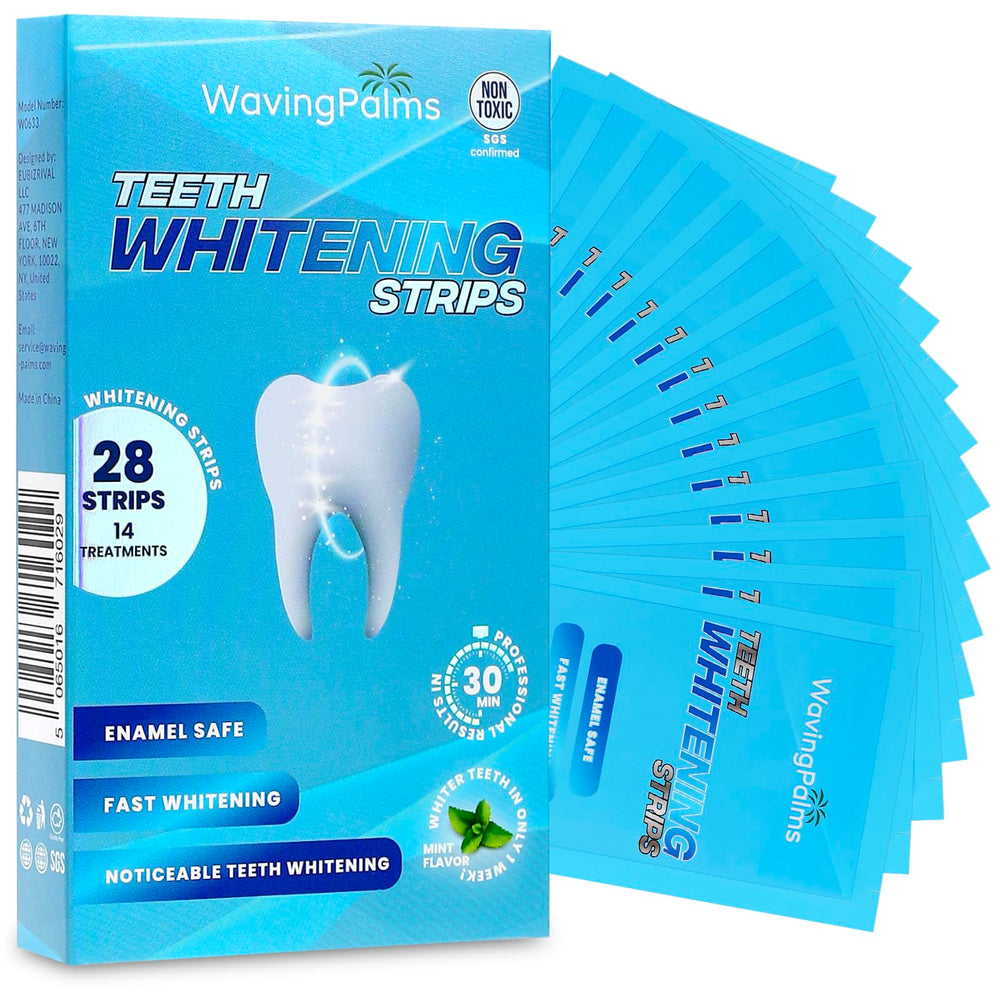 Compact at-home whitening kit with 28 strips