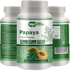 Bottle label: WAY 4 Organic W4O Papaya Leaf Extract Capsules (Tablets)