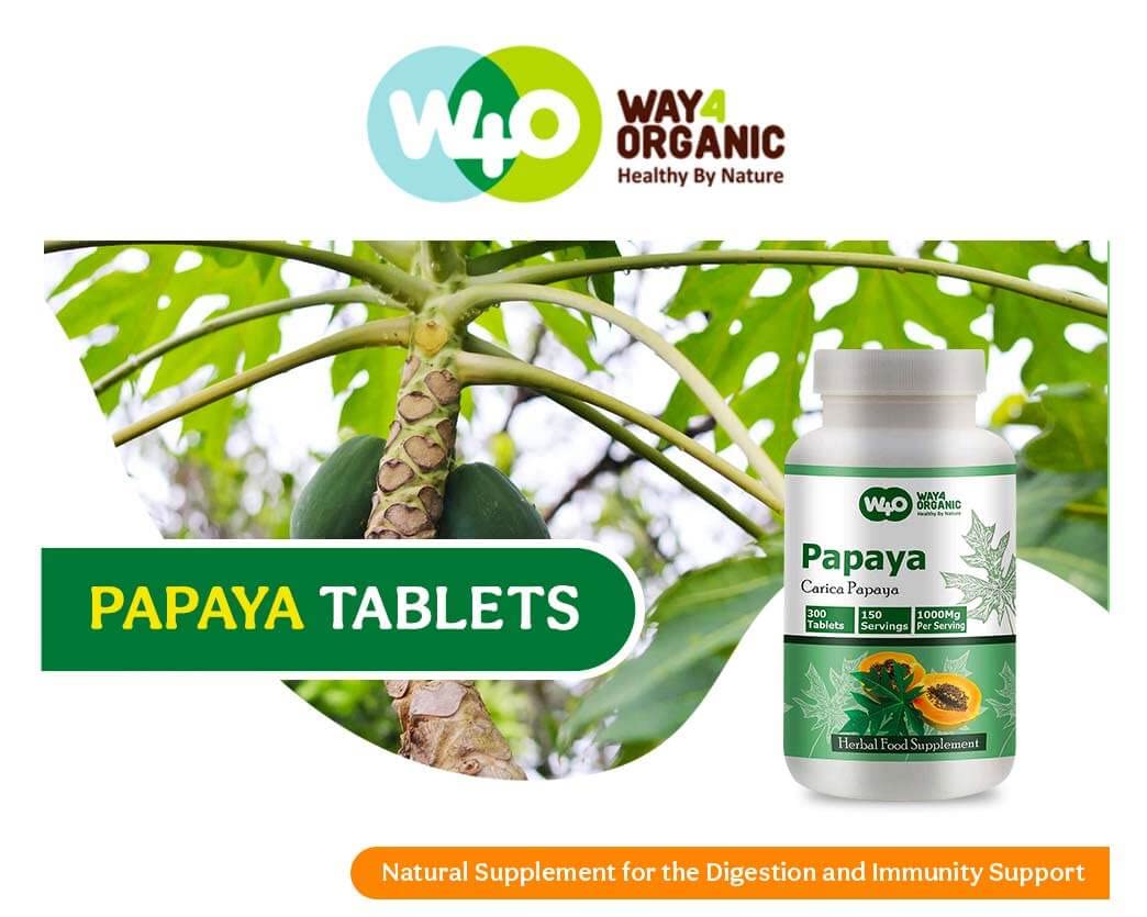Label highlighting Papaya leaf enzymes and 1000 mg per capsule