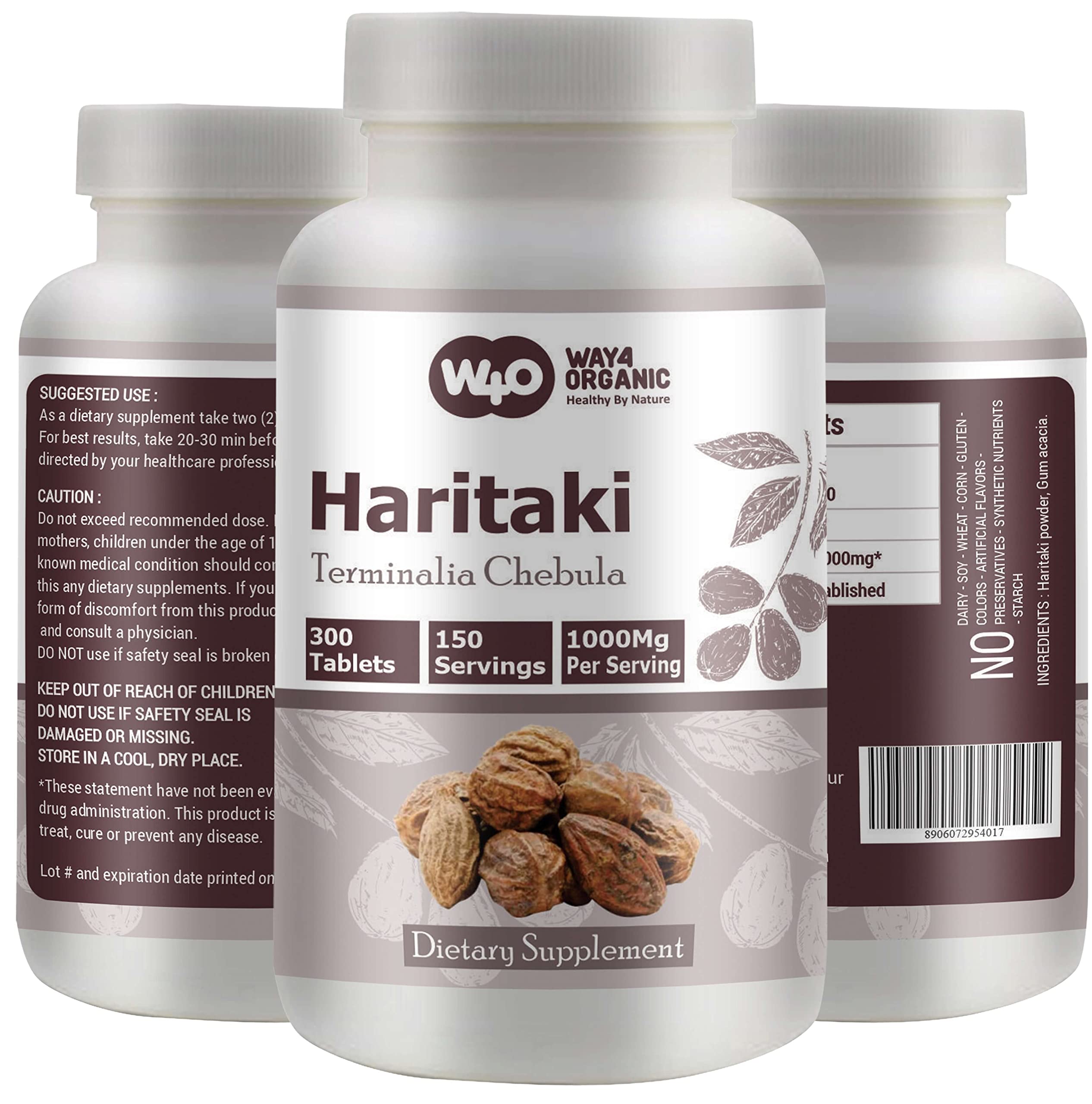 WAY 4 ORGANIC W4O Haritaki bottle front label highlights 1000 mg dosage.