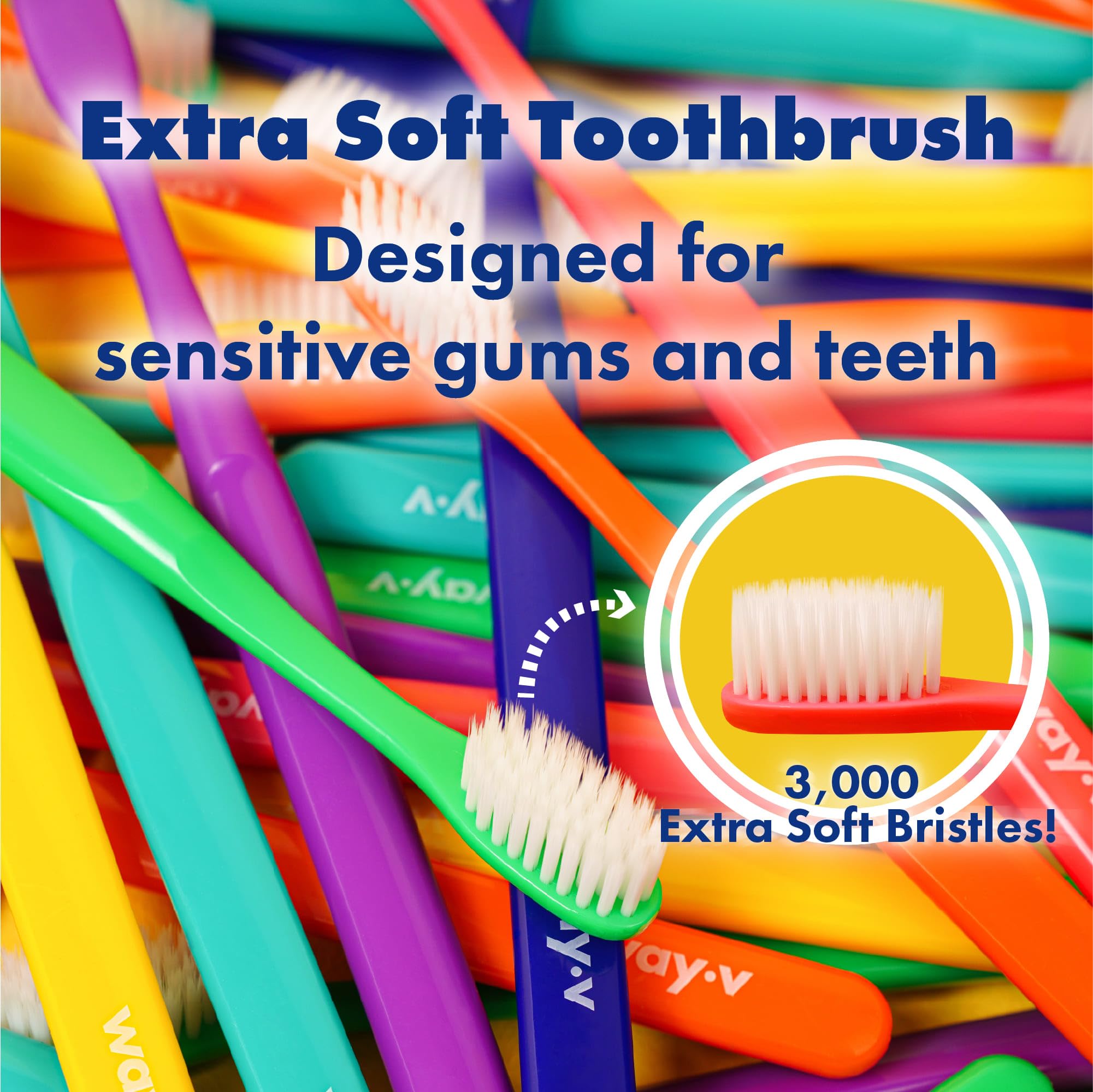 Set of 7 Way.V toothbrushes with individual head covers