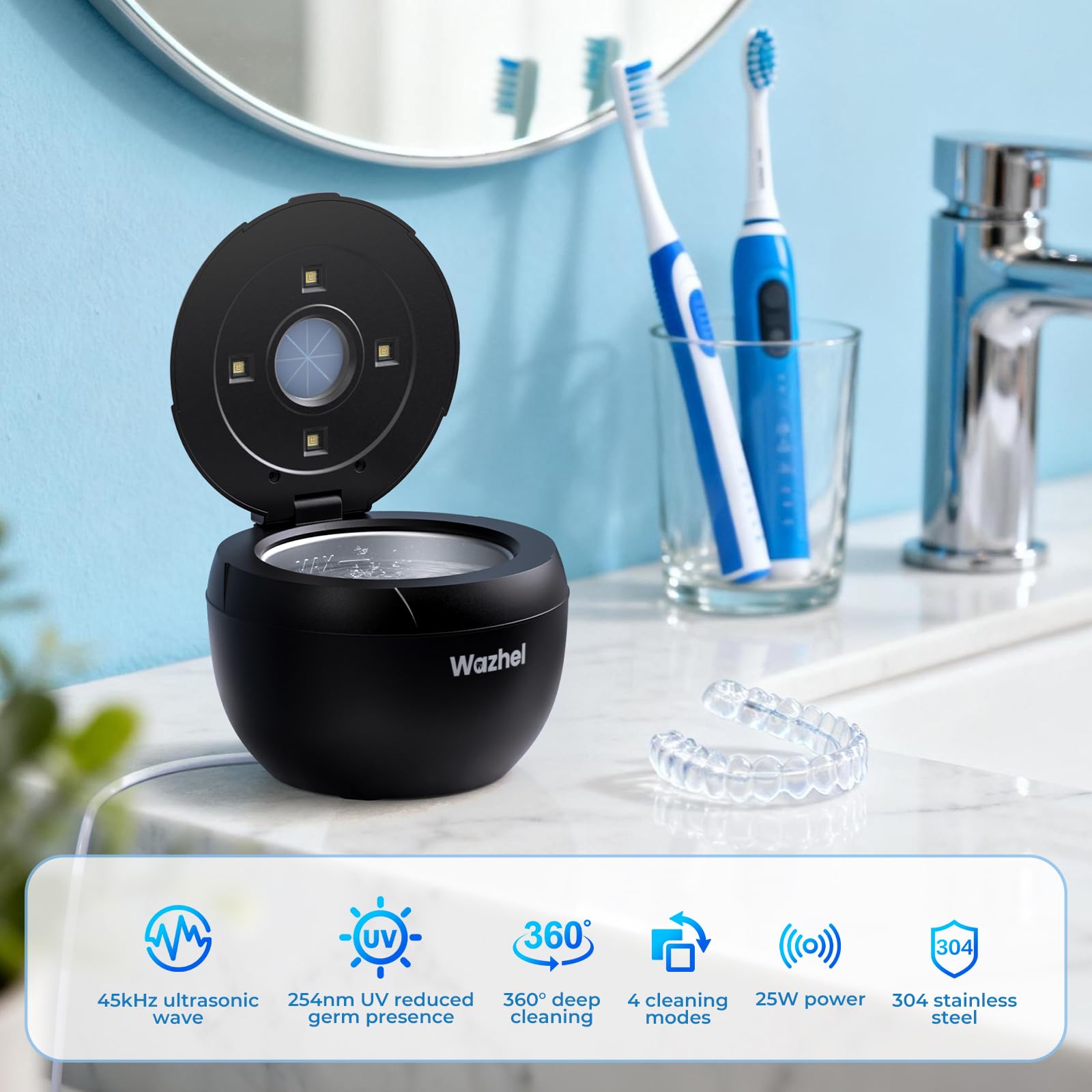 UV light chamber activated inside the cleaner
