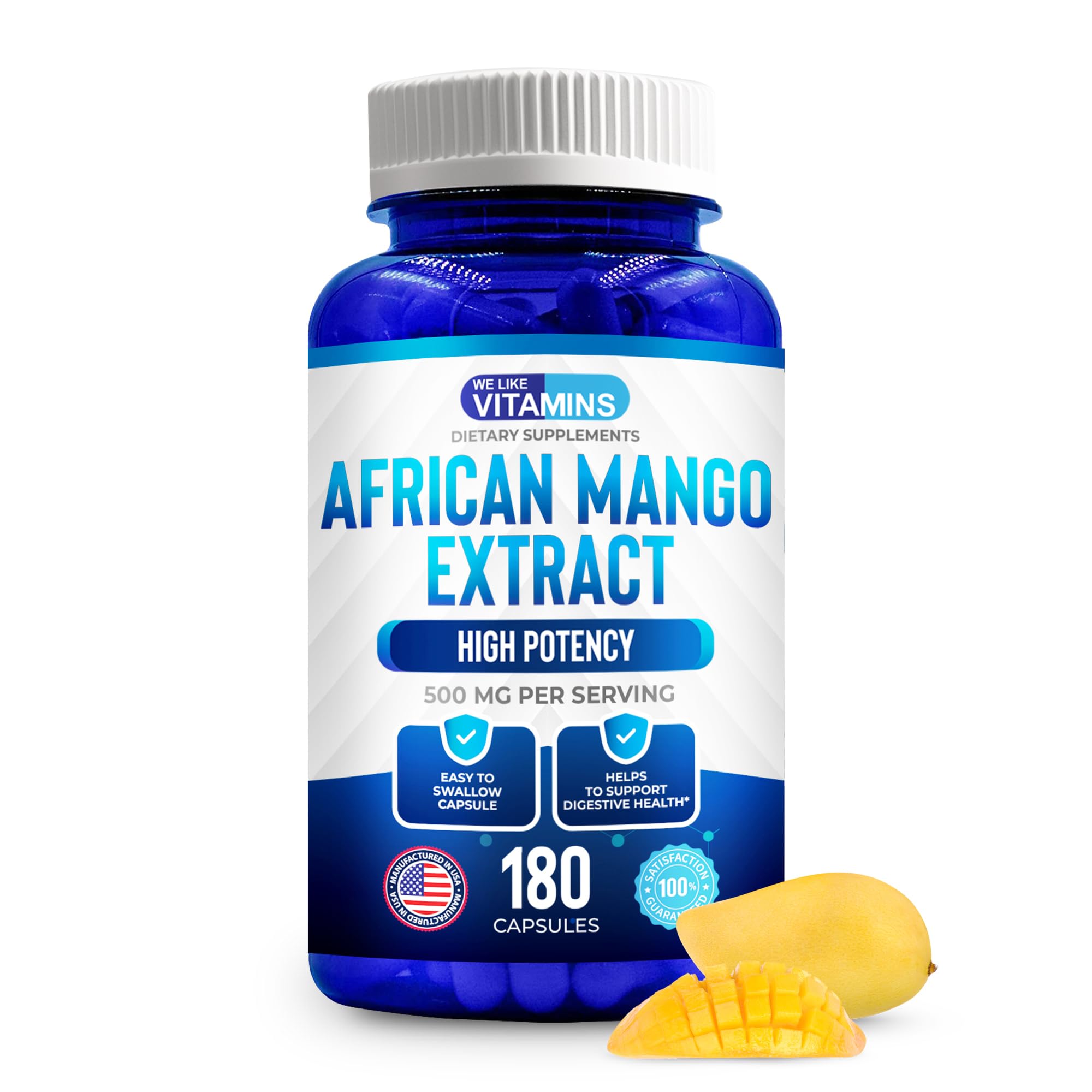 We Like Vitamins African Mango extract 500mg per capsule - 180 capsules bottle
