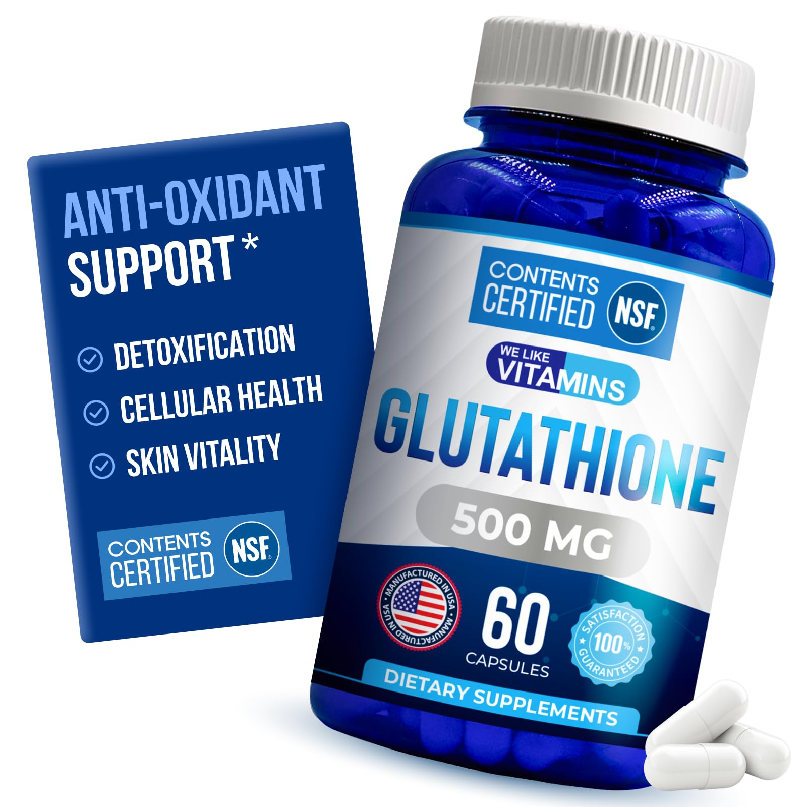 We Like Vitamins Glutathione 500mg bottle label