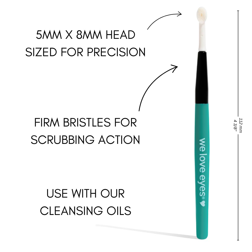We Love Eyes eyelid margin scrub brush with product shot