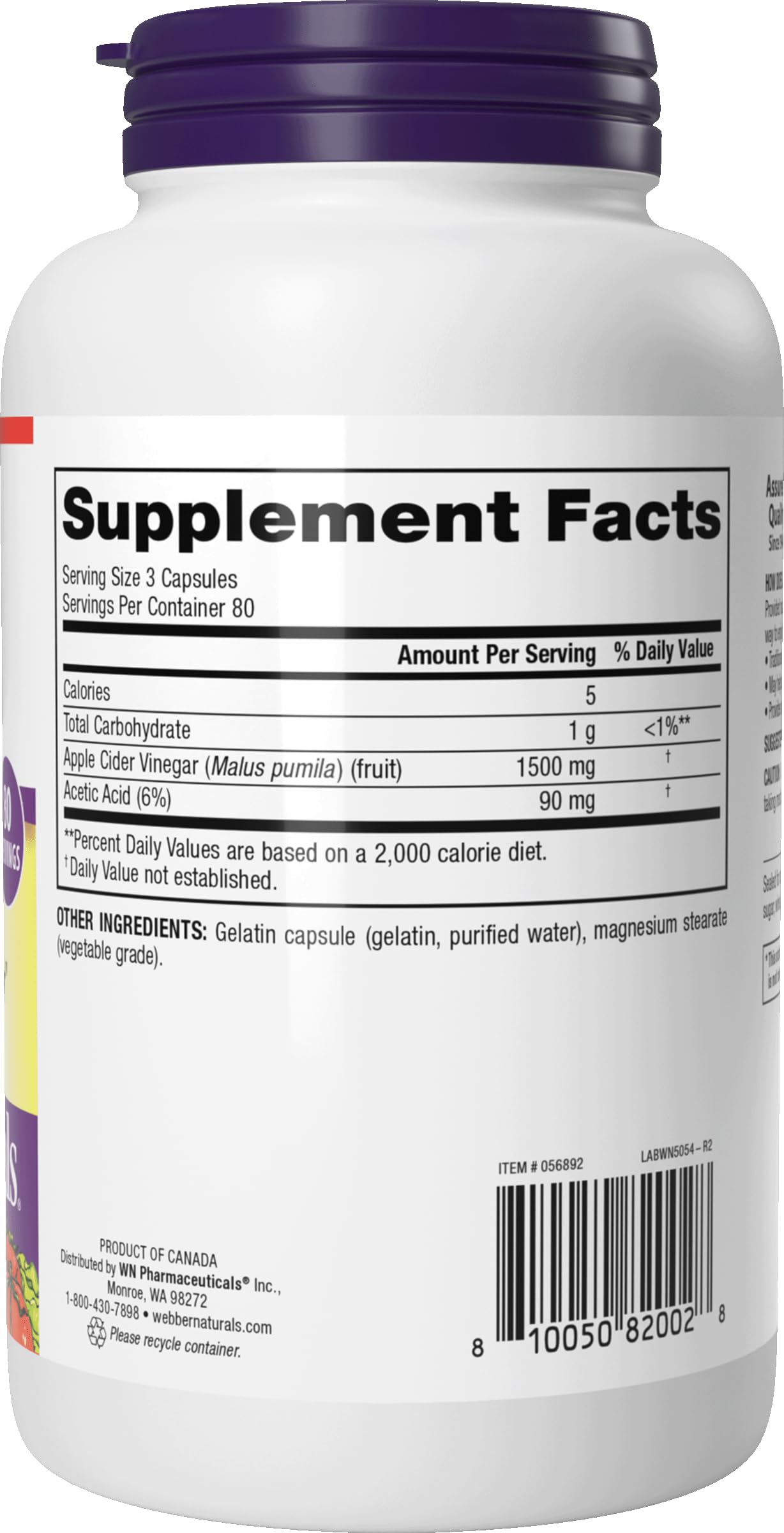 Webber Naturals bottle beside whole apples indicating fermented source