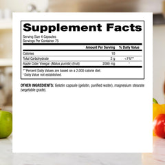 Close-up of 500 mg Apple Cider Vinegar capsules