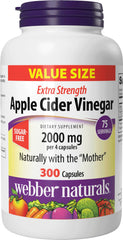 Front view of Webber Naturals Apple Cider Vinegar 2000 mg with The Mother bottle