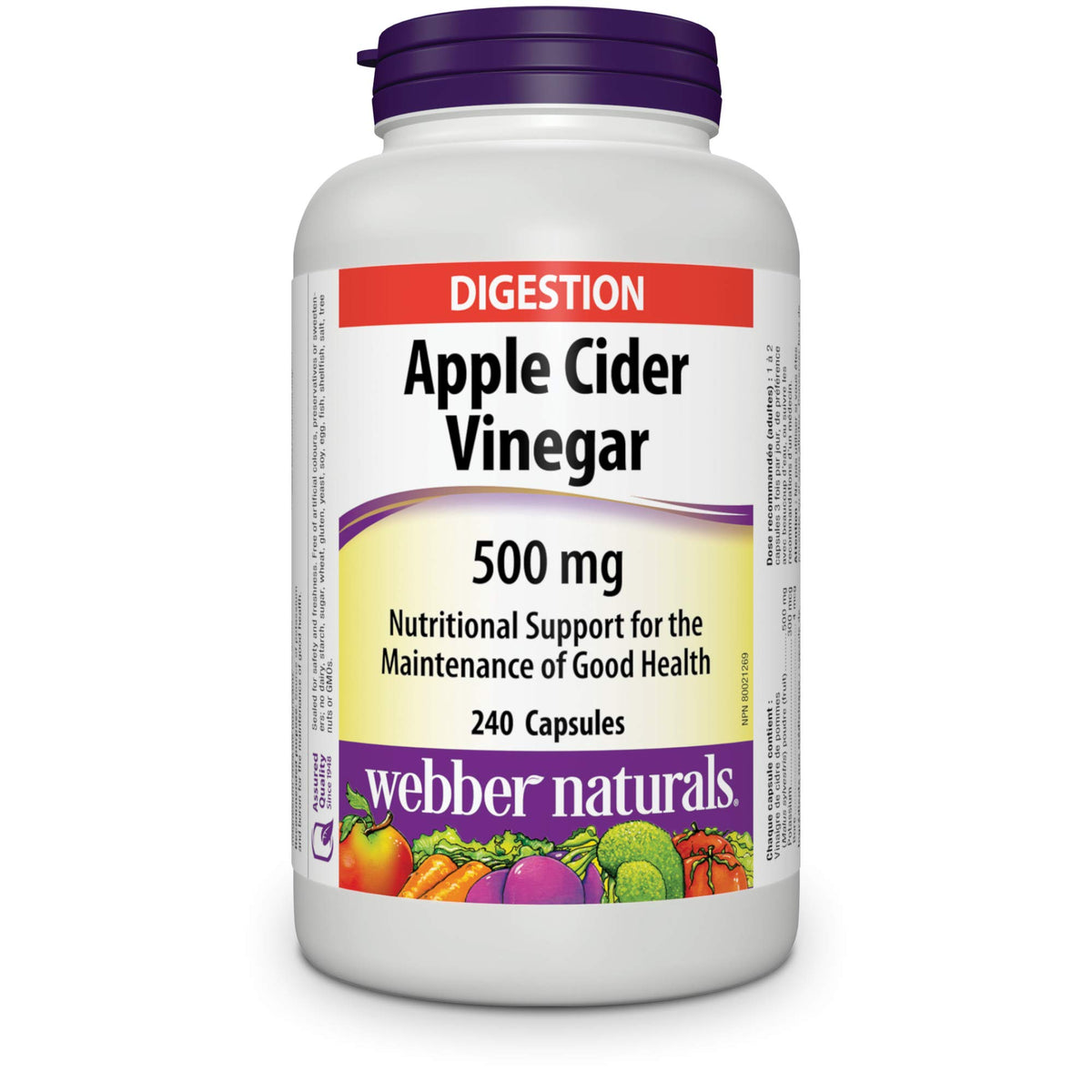 Webber Naturals Apple Cider Vinegar 500 mg bottle front