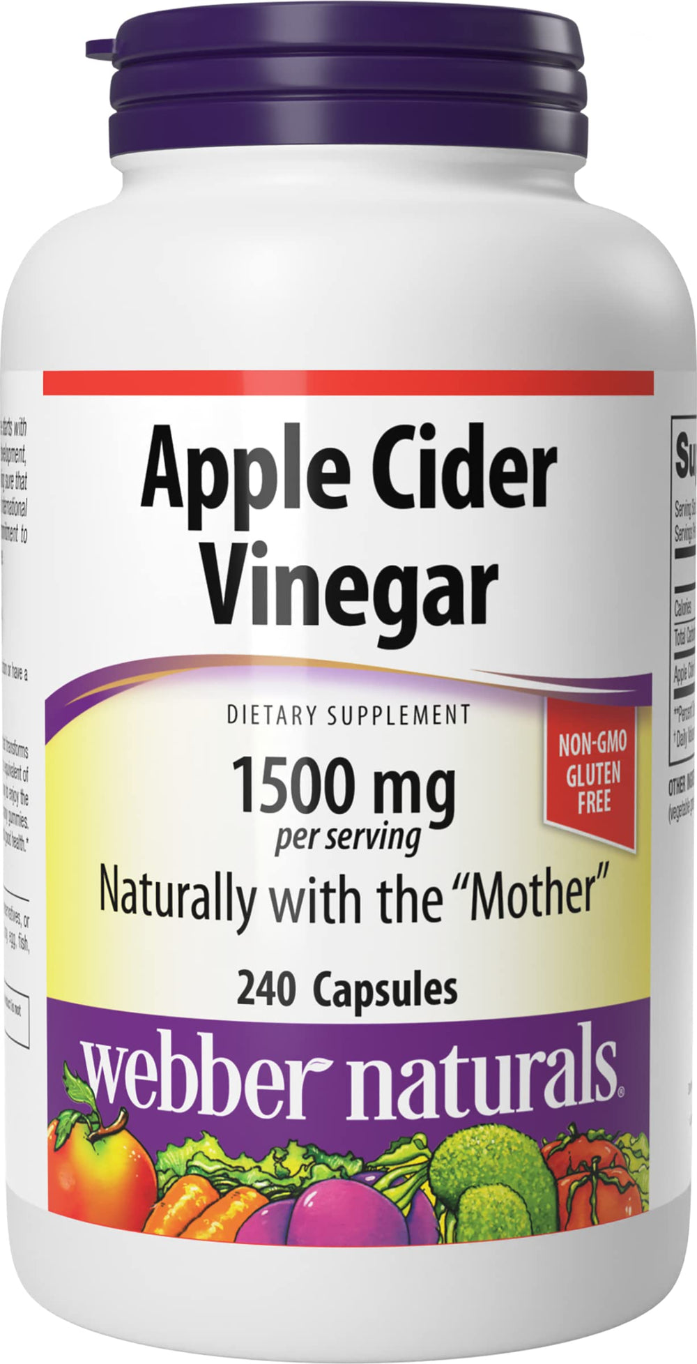 Webber Naturals Apple Cider Vinegar Capsules with The Mother bottle
