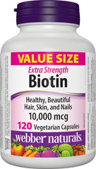 Webber Naturals Biotin Extra Strength 10,000 mcg bottle
