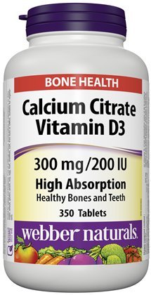 Webber Naturals Calcium Citrate with Vitamin D3 tablets bottle – 350 tablets
