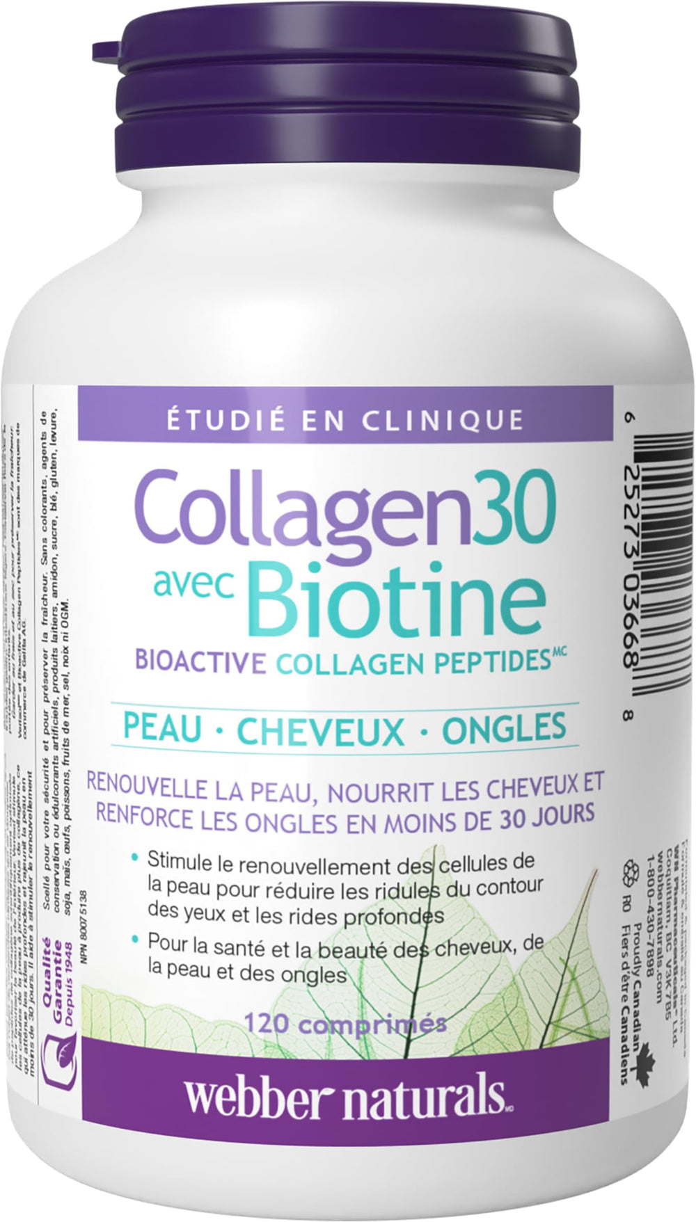 Supplement facts and ingredients for Collagen30 with Biotin