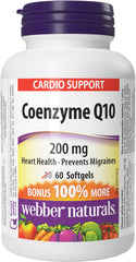 Front view of Webber Naturals CoQ10 200 mg softgels bottle