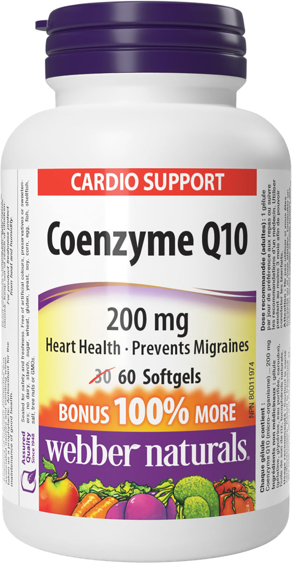 Webber Naturals CoQ10 bottle on counter highlighting daily heart health support