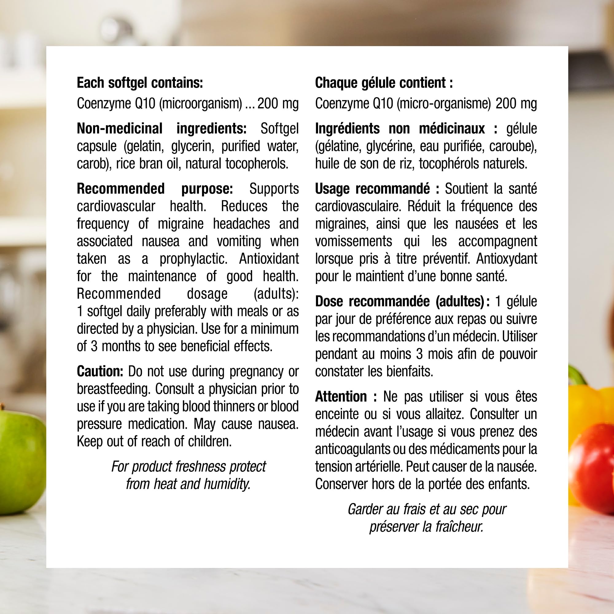 Webber Naturals CoQ10 gluten-free icon indicates allergen-free formula