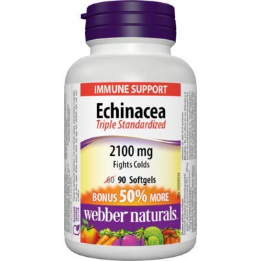 Webber Naturals Echinacea Standardized Herb Extract 8-1, 2100 mg per serving, 90 softgels - bonus bottle