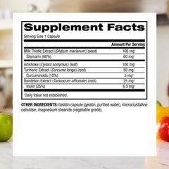 Label highlighting Silymarin milk thistle extract