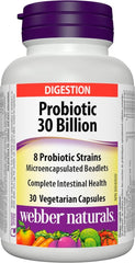 Front view of Webber Naturals Probiotic 30 Billion bottle