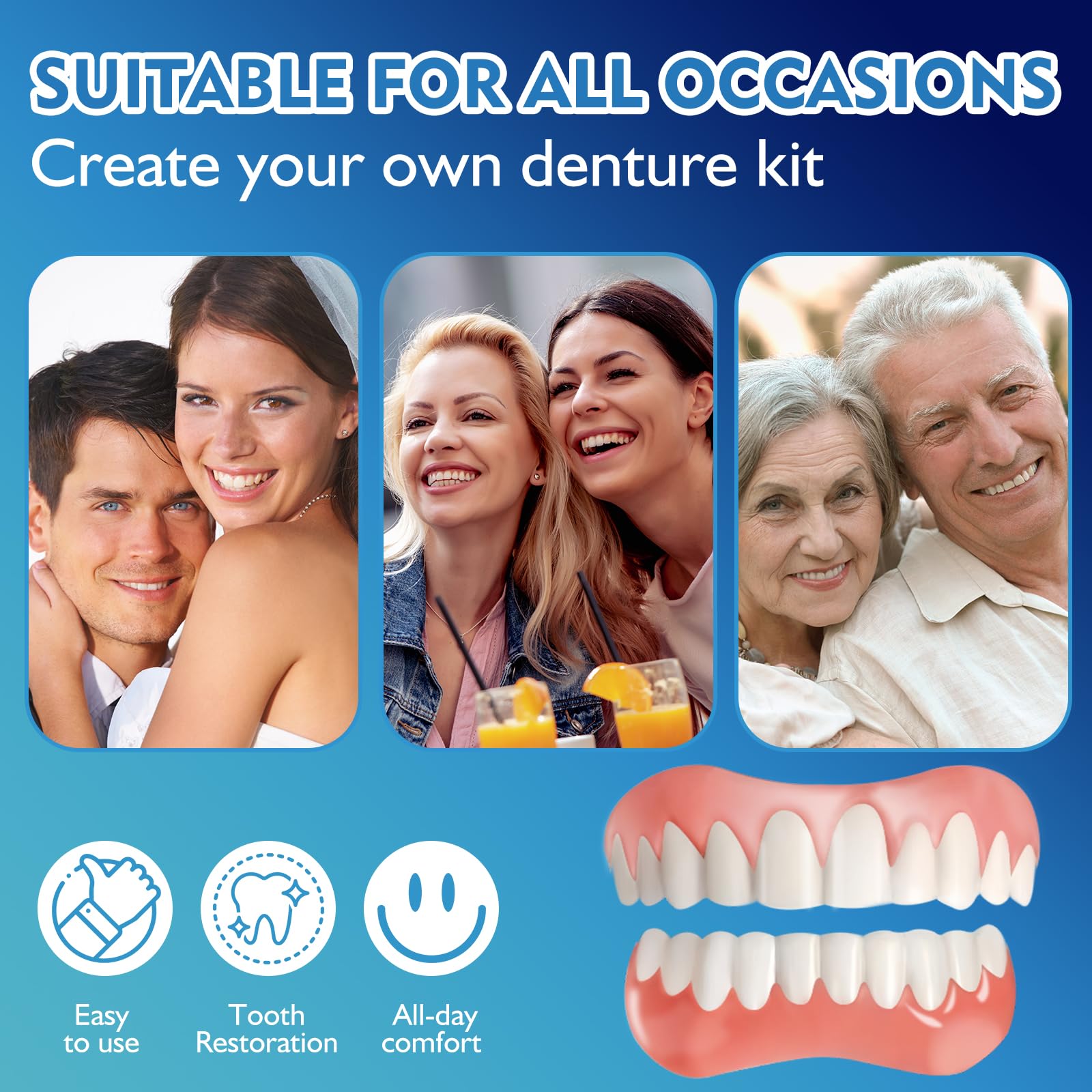Smile-ready dentures for weddings or interviews