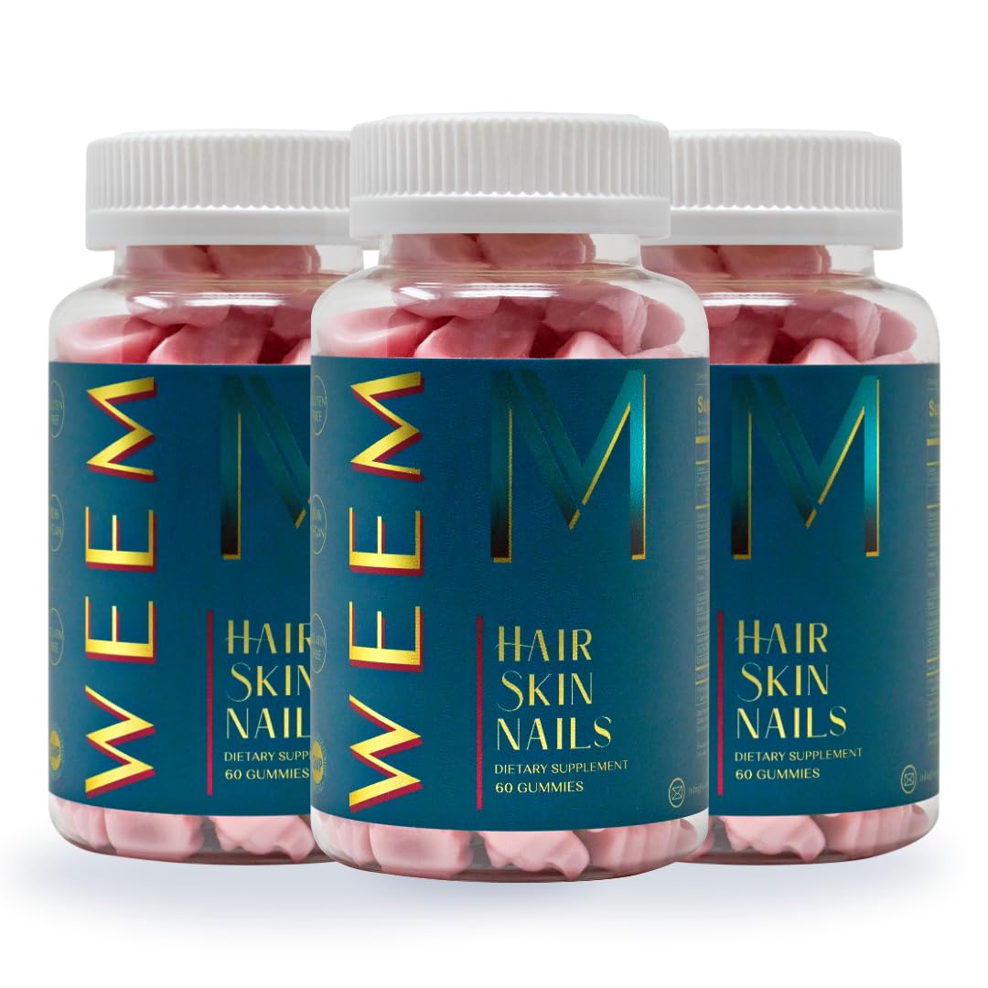WEEM Hair Skin & Nails Gummies bottle on white background