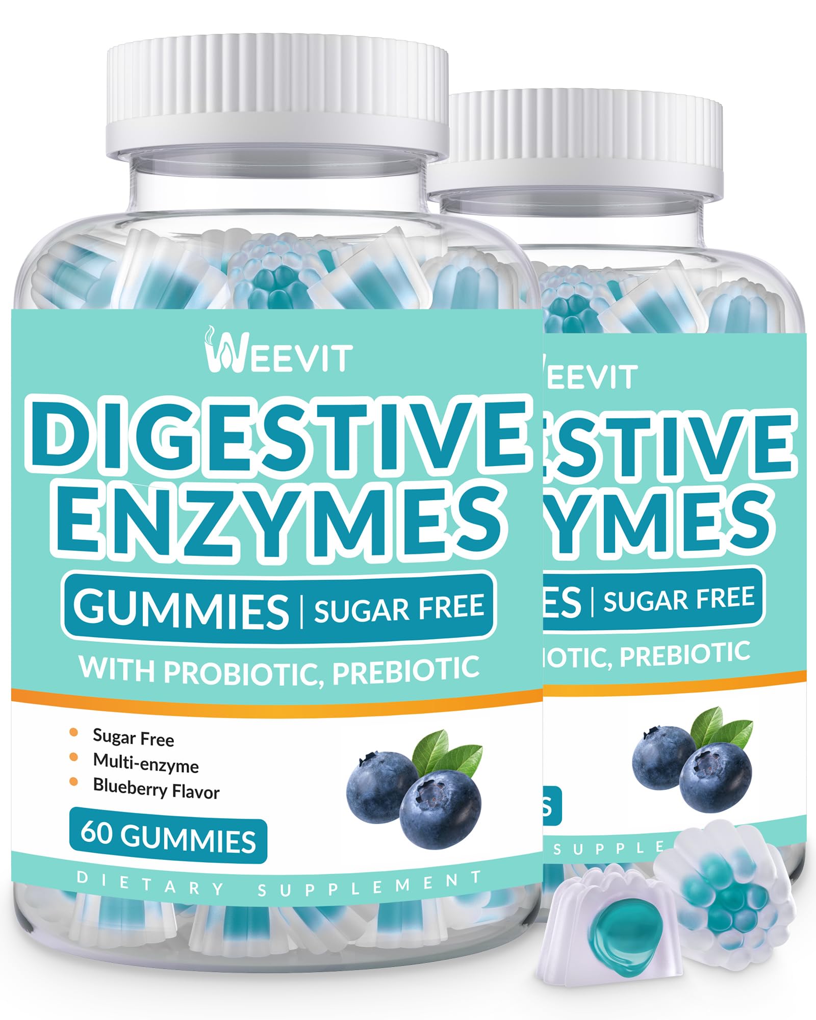 WEEVIT Digestive Enzymes Gummies bottle with blueberries