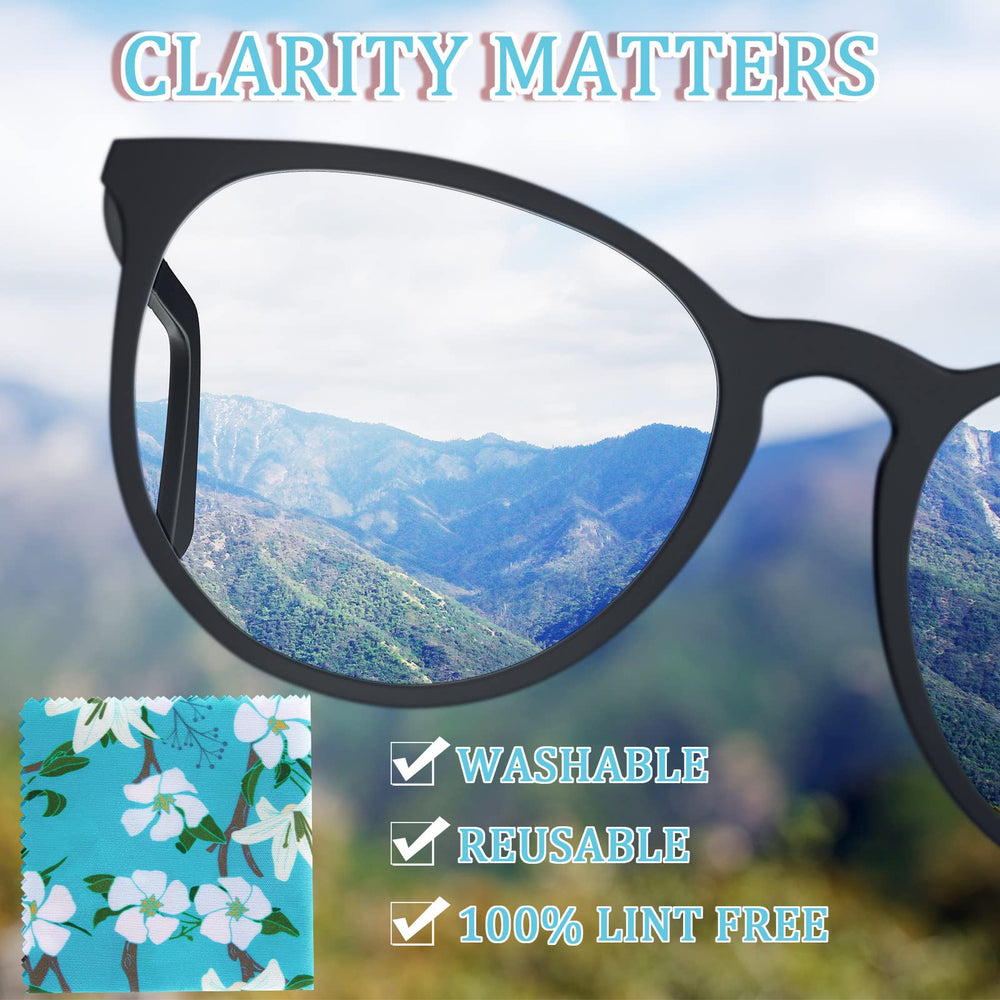 Compact 15x15 cm floral microfiber cleaning cloths for glasses and devices