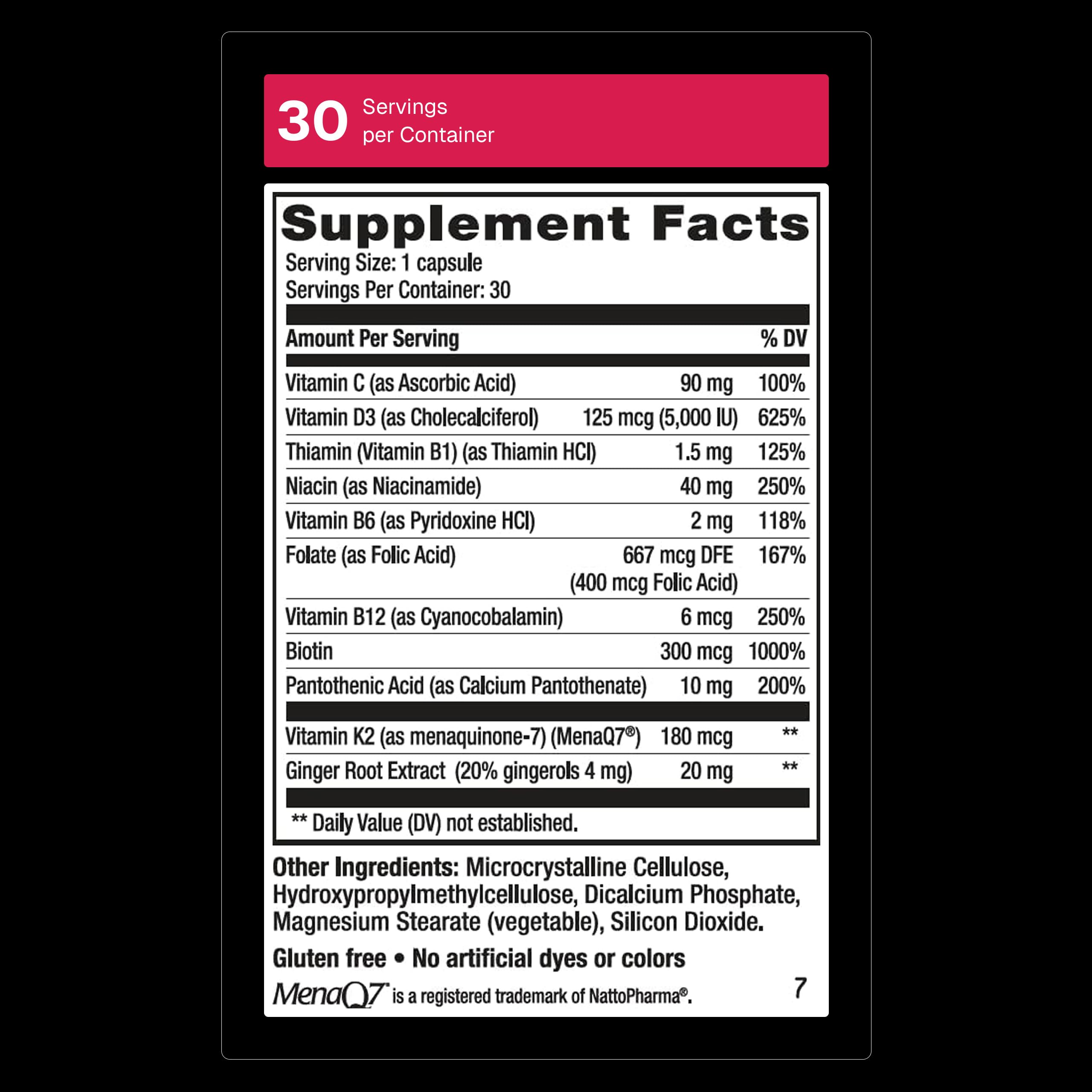 Vitamin K2, D3 and ginger blend in Weider Artery Health