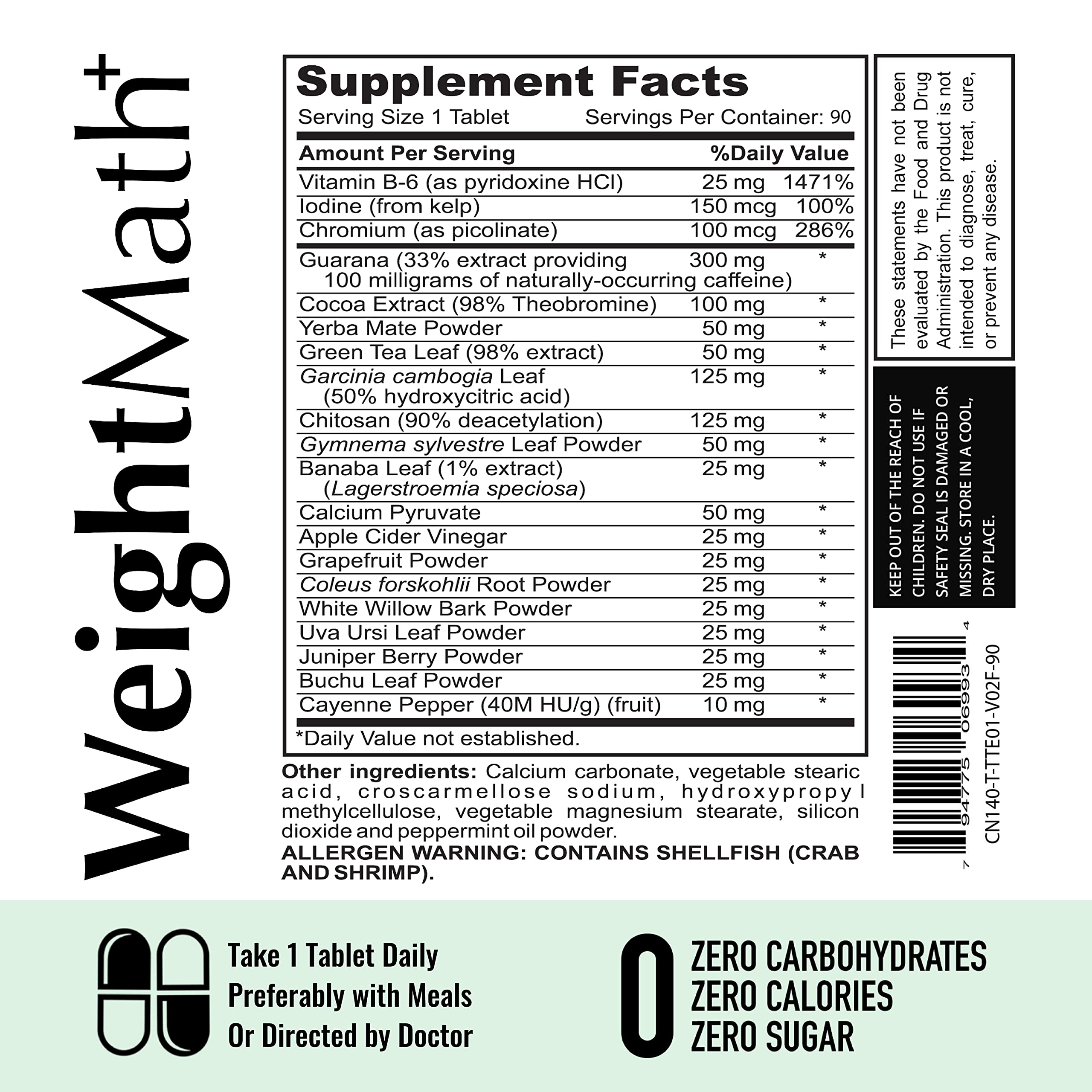 GMP certified label and drug-free claim on WeightMath packaging